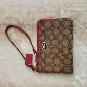 ☆ COACH WRISTLET ☆ brown tan & Red